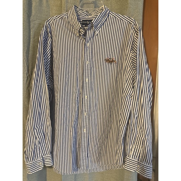 Lauren Ralph Lauren Other - Ralph Lauren Shirt XXL Triple Ponies Blue Stripes light Academia Preppy